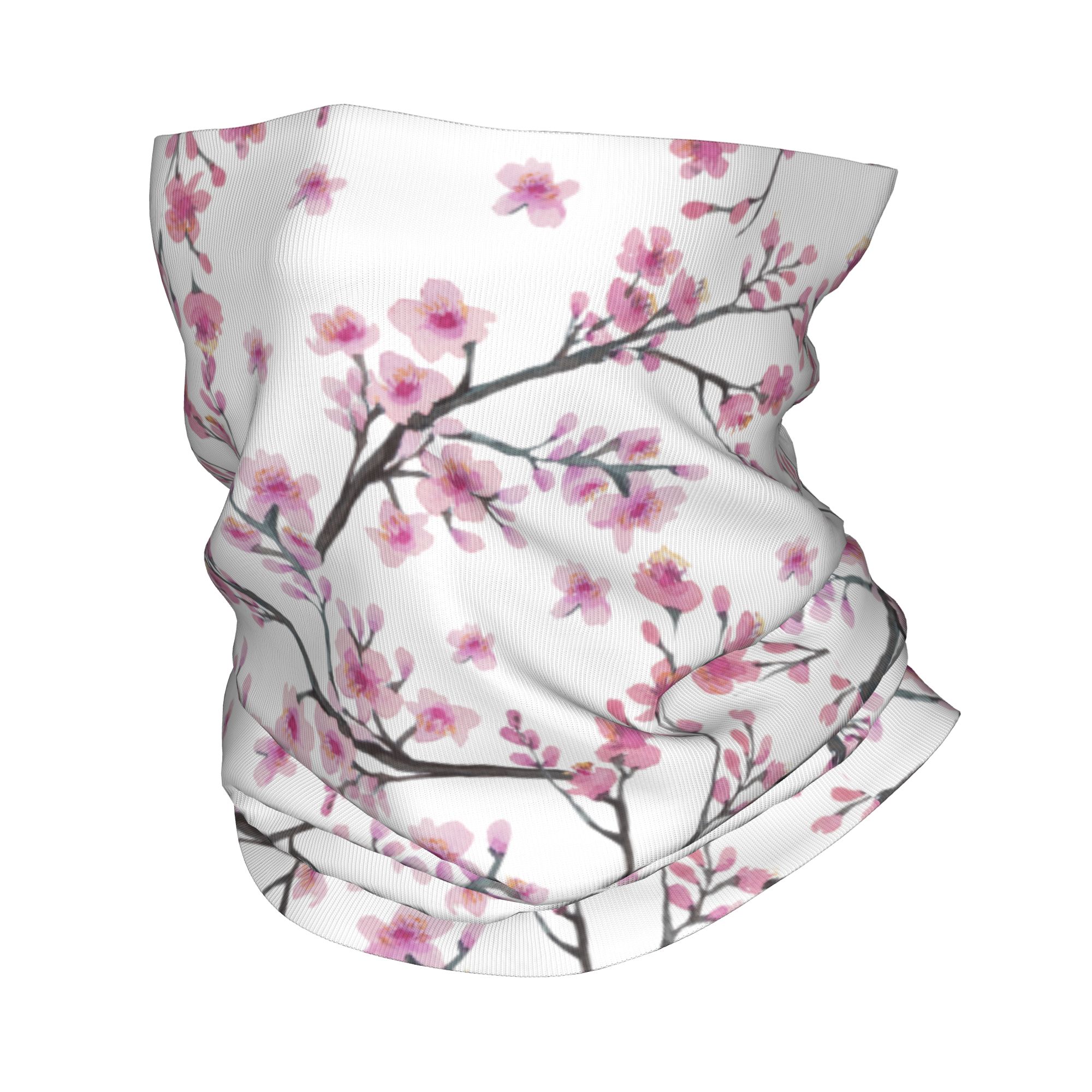 Neck Gaiter Face Cover - Japonya Sakura Kiraz Çiçekleri Kırmızı Yükselen