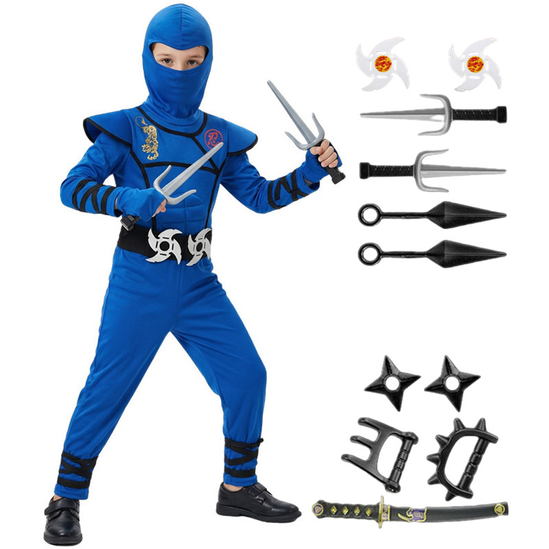 Black Face Mask Pack - Çocuklar için Siyah ve Mavi Ninja