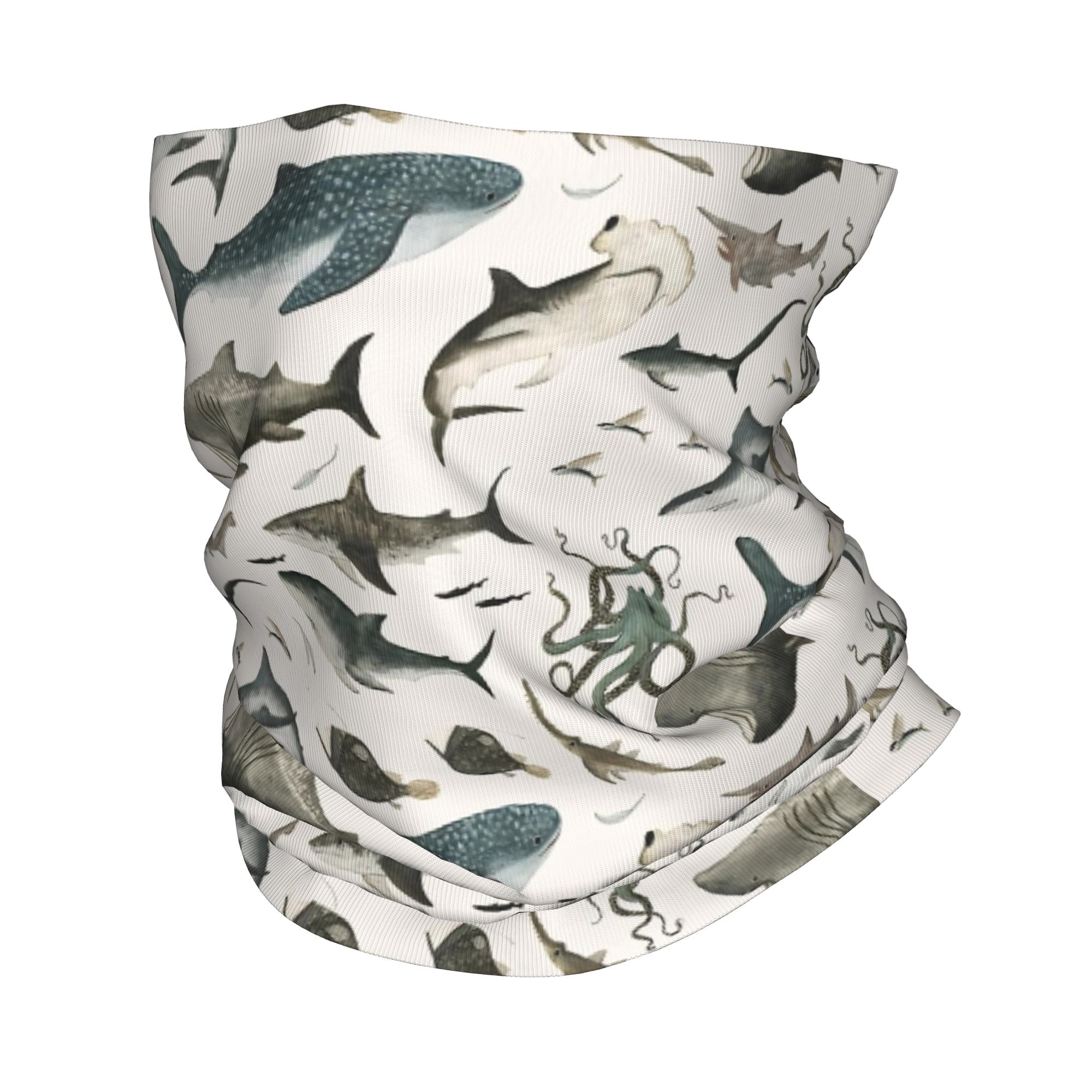 Neck Gaiter Face Cover - Köpekbalığı Okyanus Hayvanı Köpekbalıkları Bandana Boyun